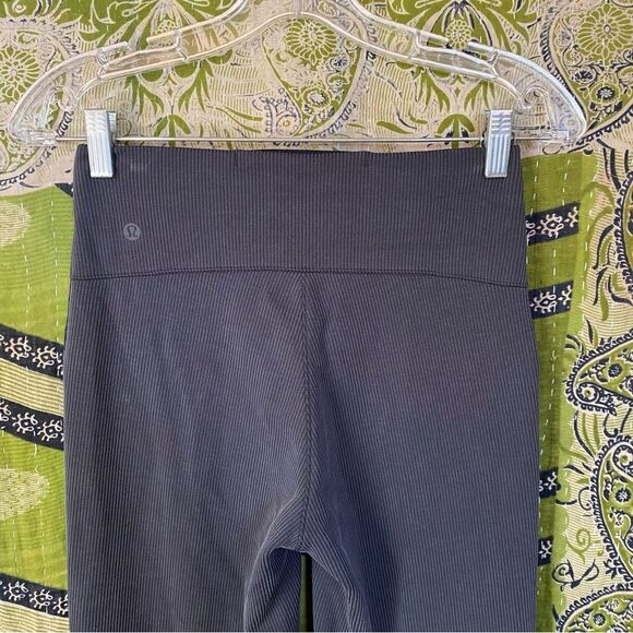 Lululemon Gunmetal Brushed Softstreme Ribbed Zip-Flared Pant 34" Size 4 - Picture 10 of 16